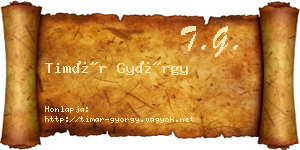 Timár György névjegykártya